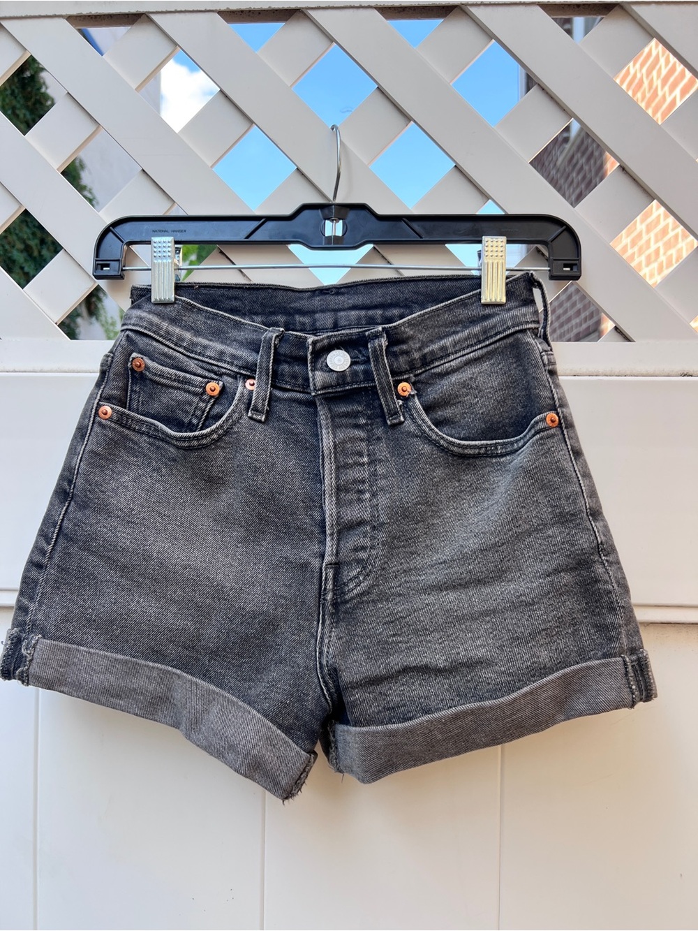 Levi's Washed Black High-Rise Denim Shorts